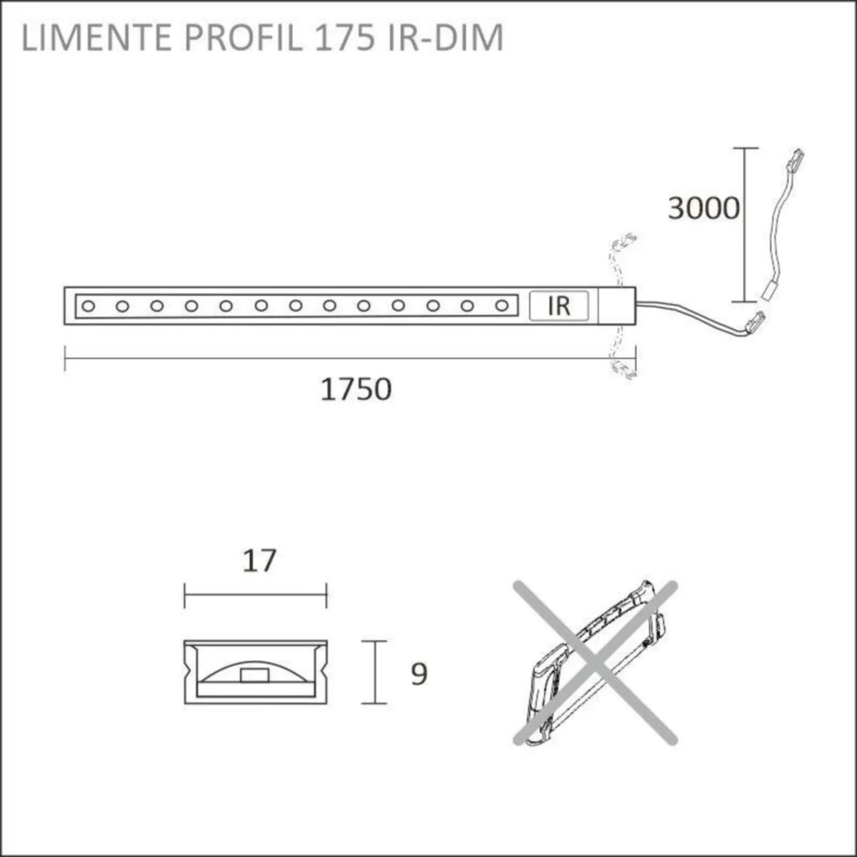 Kohdevalaisin Limente Profil 175 Ir-Dim 4000K 13W