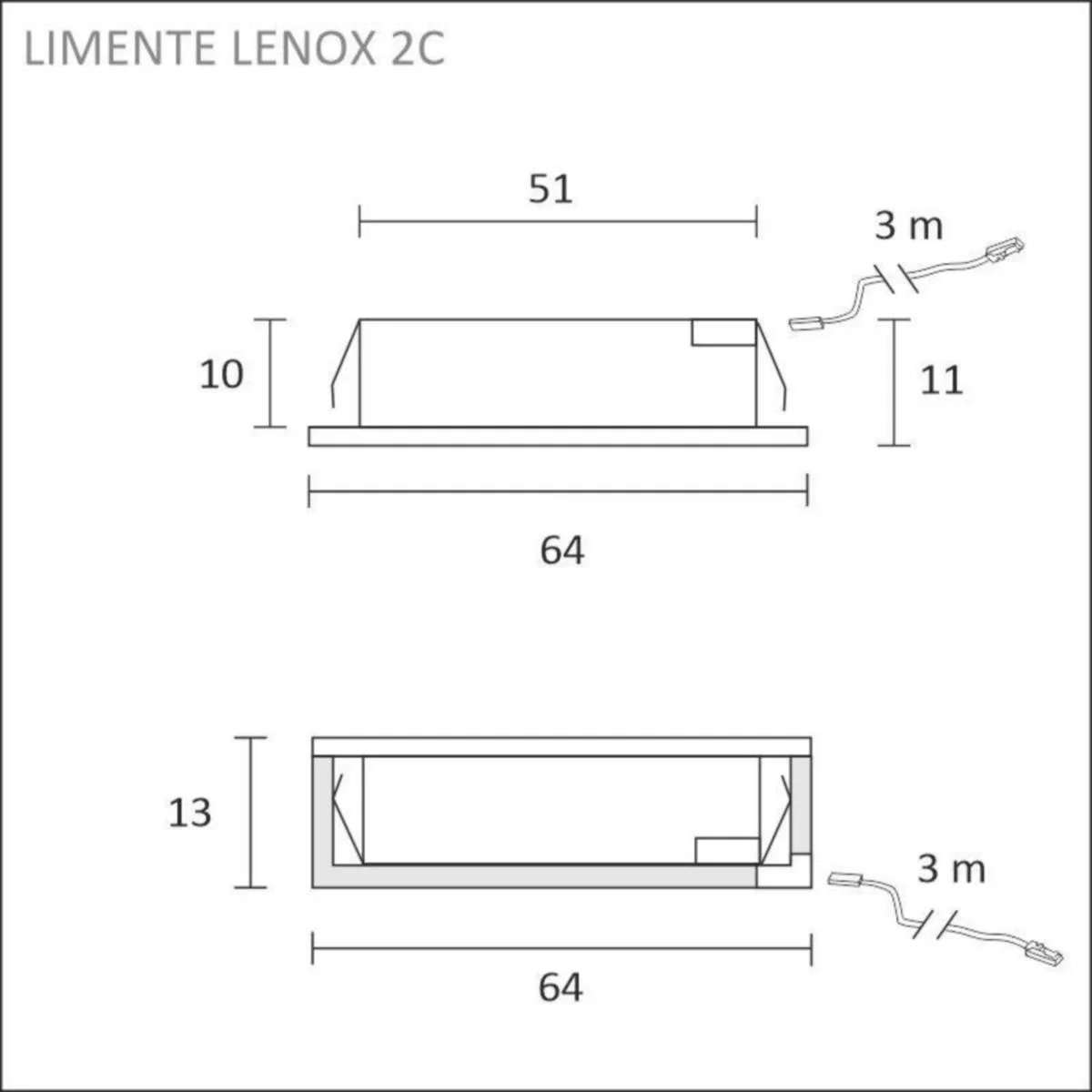 Kalustevalaisin Limente Lenox 2C 3/4K 4W Rst
