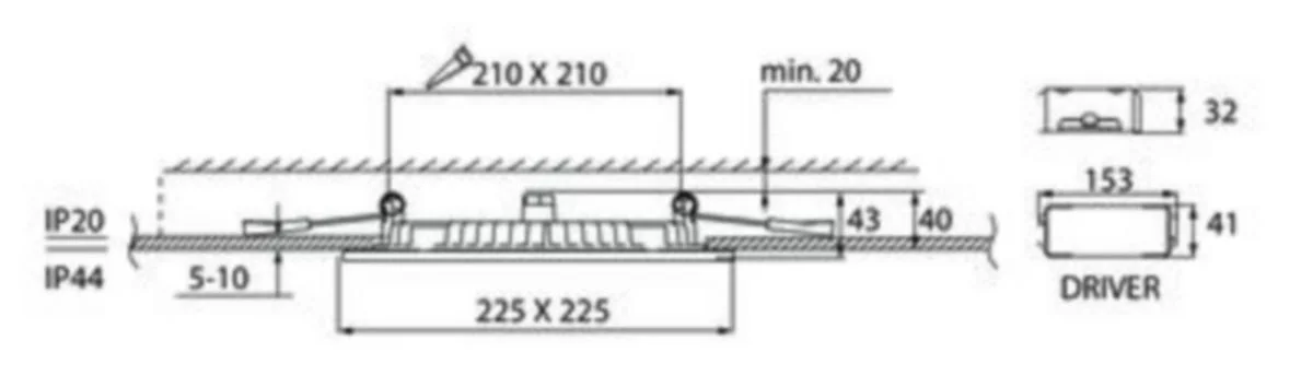 Alasvalo Flat Sq 225 Ip44 15W/840 Dim Pco Wh