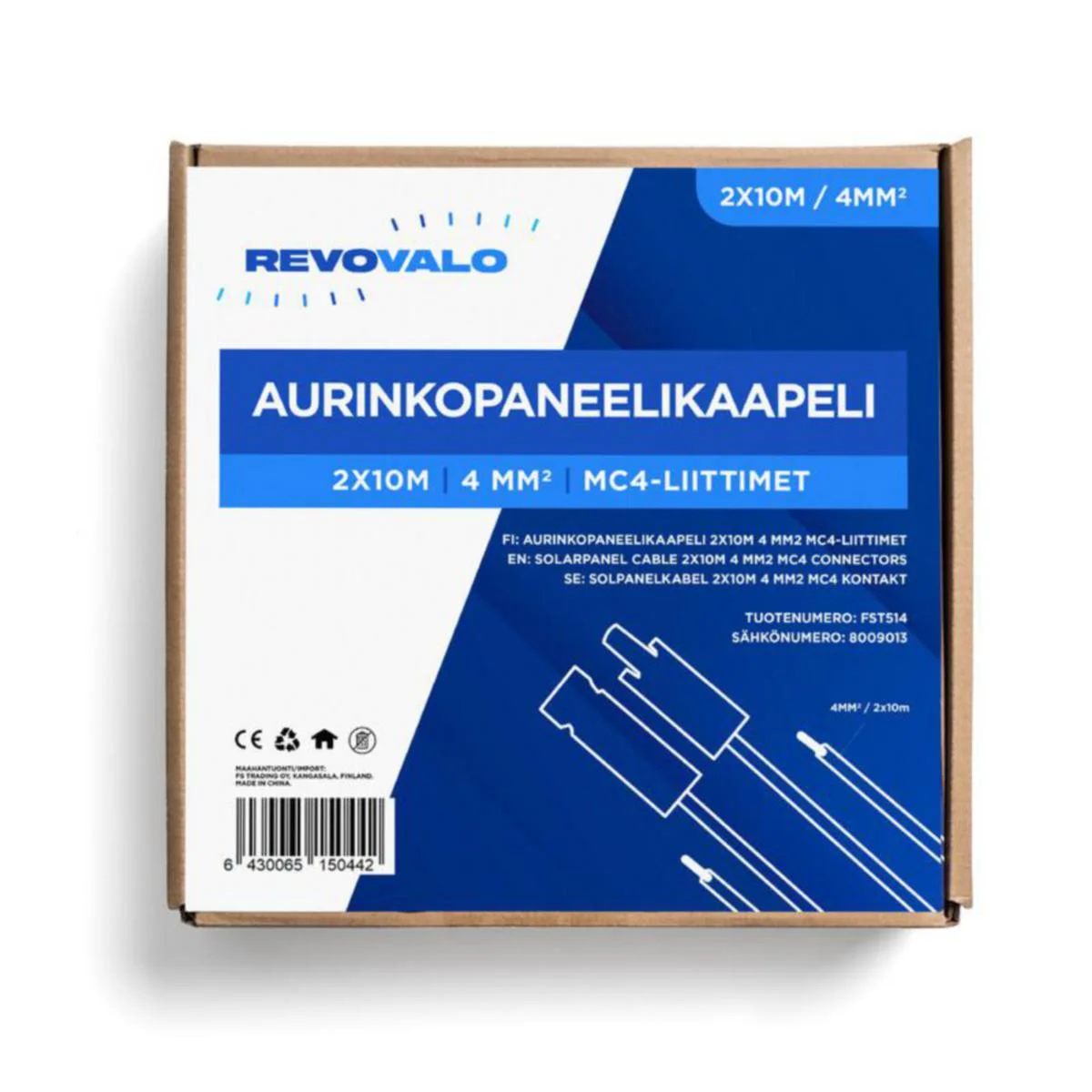 Asennustarvikepakkaus Revovalo Aurinkopaneelikaap 2X10M 4Mm2